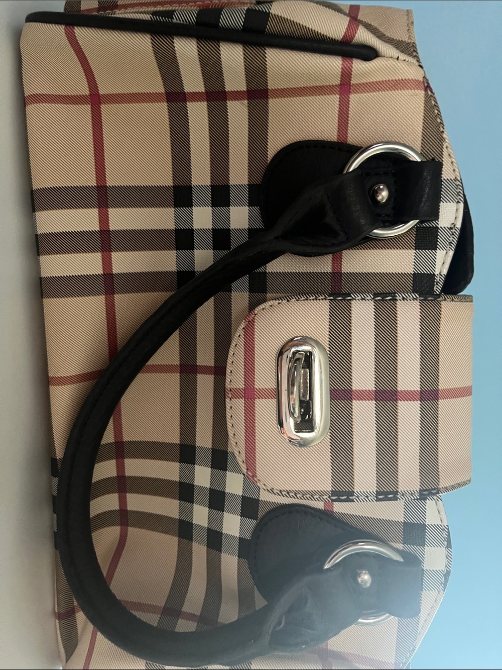 Classic Plaid Satchel Handbag in Beige - Picture 7 of 16